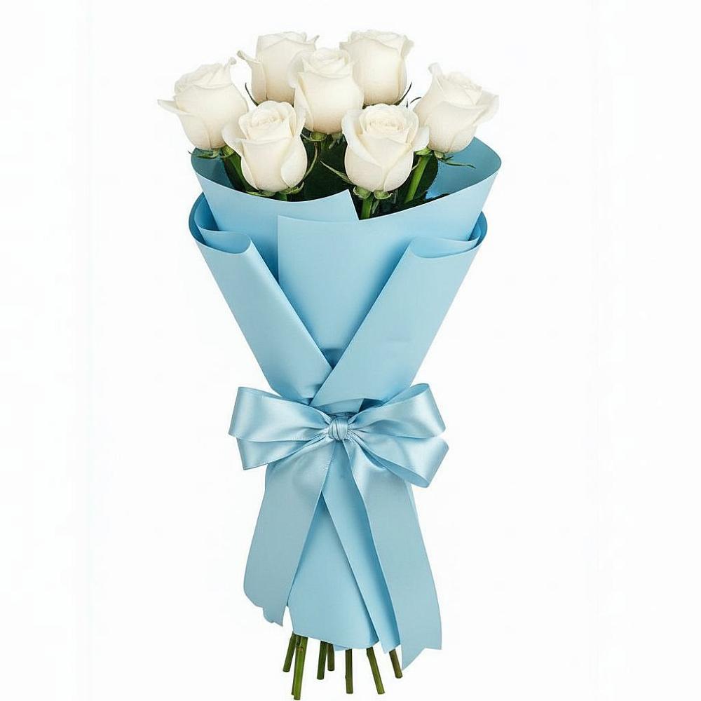 Букет 7 белых роз Проуд в Билибино