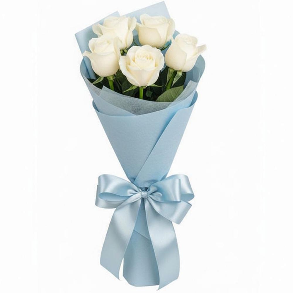 Букет 5 Белых роз Проуд в Билибино