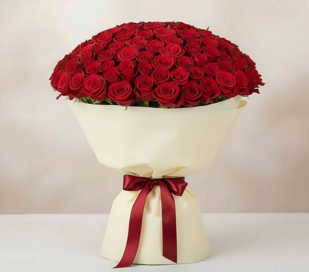 Букет 101 Красная роза Милано в Билибино