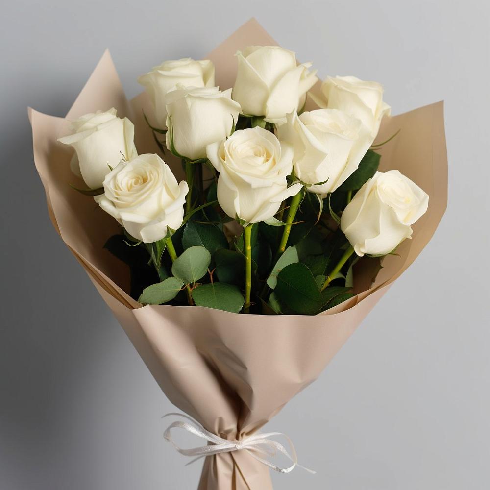 Букет 9 Белых роз Эдлесс Лав в Билибино