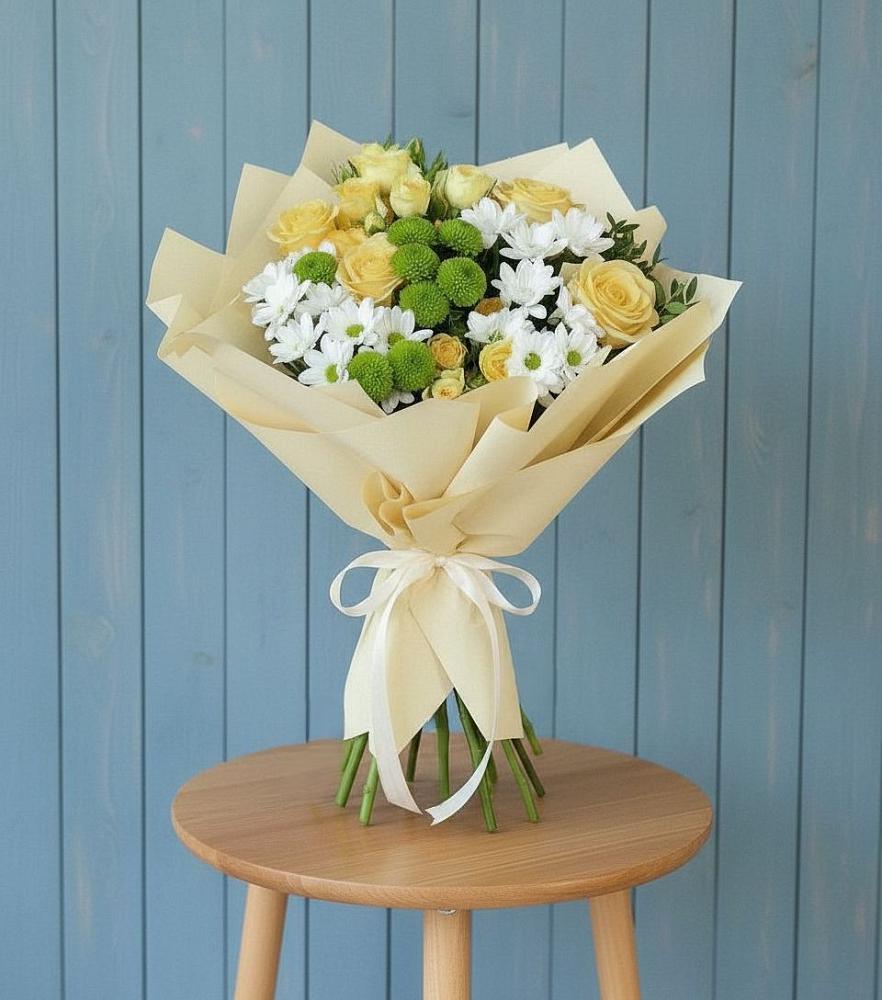 Букет цветов из: Хризантемы и Розы в Билибино