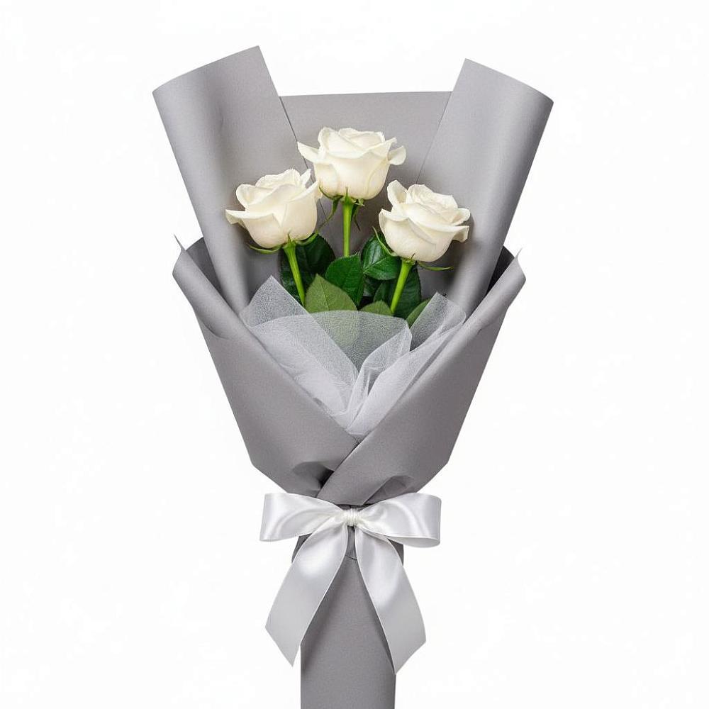 Букет 3 белые розы в Билибино