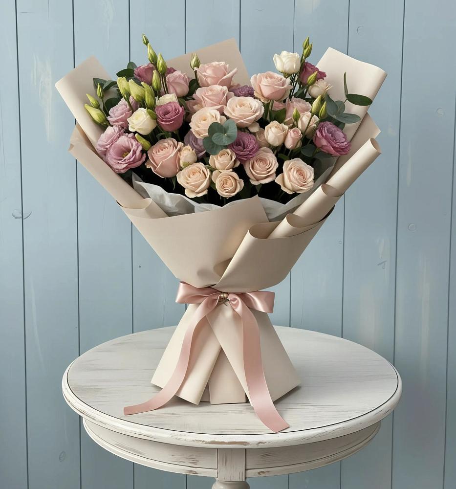 Букет цветов из: Розы и Лизиантусы в Билибино