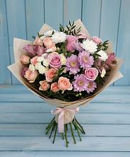 Букет цветов из:  Хризантемы, Розы и Альстромерии в Билибино