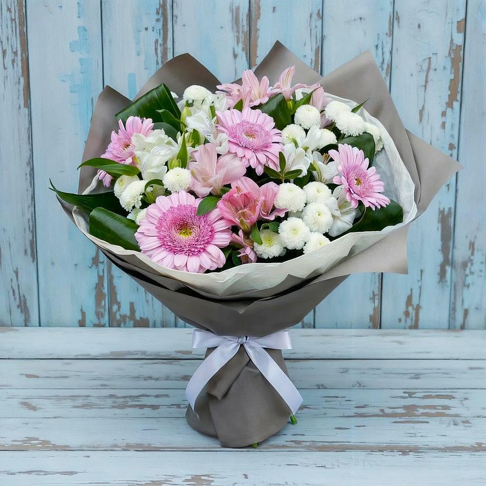 Букет цветов из: Герберы, Альстромерии и Хризантемы в Билибино