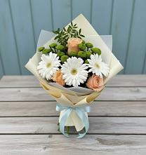 Букет цветов из:  Герберы, Розы и Хризантемы в Билибино