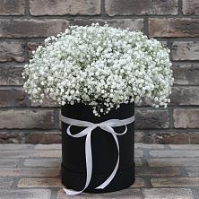 Цветочная композиция из Гипсофила в шляпной коробке в Билибино